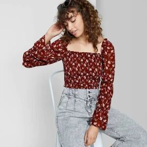 Wild Fable Floral Burgundy Top